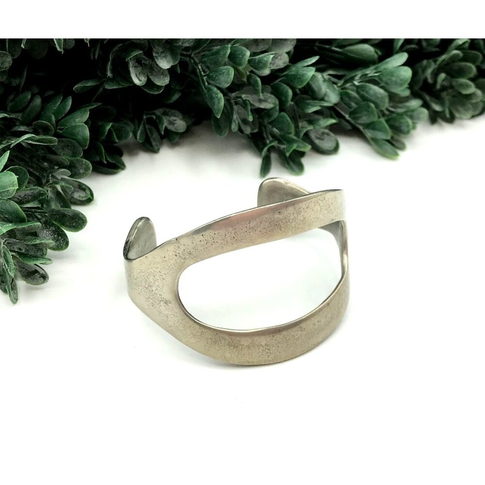 Vintage Zentall Silver tone peweter Cuff Bracelet Open Design